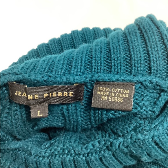Jeanne Pierre Cotton Cable Knit Sweater in Green L (W456) - Picture 5 of 10